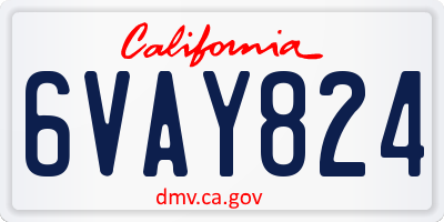 CA license plate 6VAY824