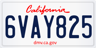 CA license plate 6VAY825
