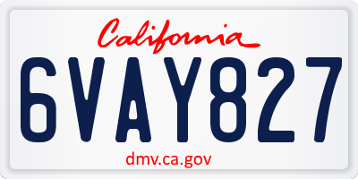 CA license plate 6VAY827