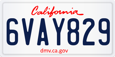 CA license plate 6VAY829