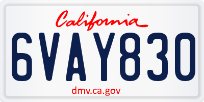 CA license plate 6VAY830