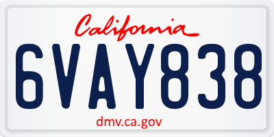 CA license plate 6VAY838