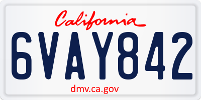 CA license plate 6VAY842
