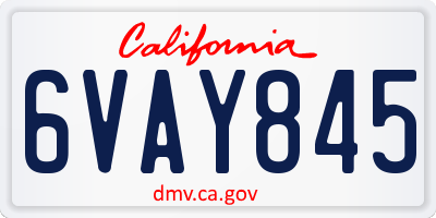 CA license plate 6VAY845