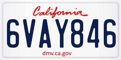 CA license plate 6VAY846