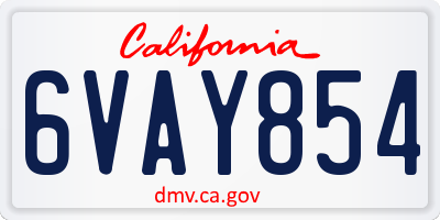 CA license plate 6VAY854