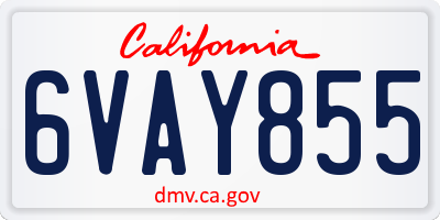 CA license plate 6VAY855