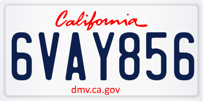 CA license plate 6VAY856