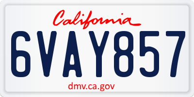 CA license plate 6VAY857