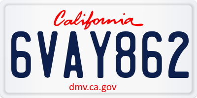 CA license plate 6VAY862