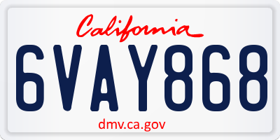 CA license plate 6VAY868