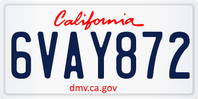 CA license plate 6VAY872