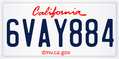 CA license plate 6VAY884