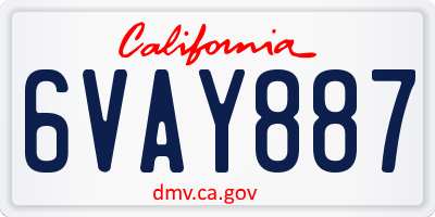 CA license plate 6VAY887