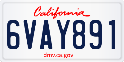 CA license plate 6VAY891