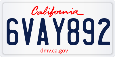 CA license plate 6VAY892