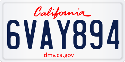 CA license plate 6VAY894