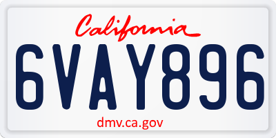 CA license plate 6VAY896