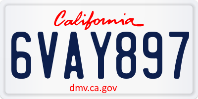 CA license plate 6VAY897