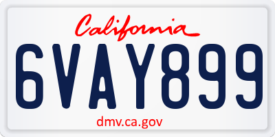 CA license plate 6VAY899