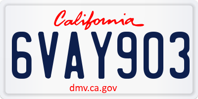 CA license plate 6VAY903