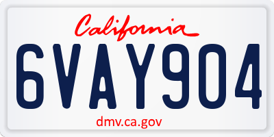 CA license plate 6VAY904