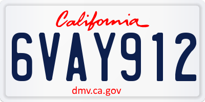 CA license plate 6VAY912