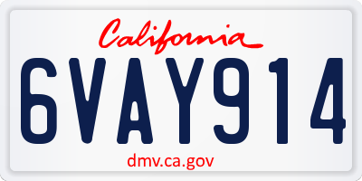 CA license plate 6VAY914