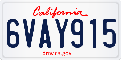 CA license plate 6VAY915
