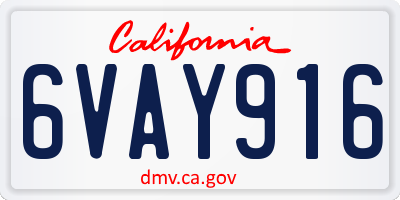CA license plate 6VAY916