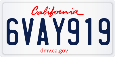 CA license plate 6VAY919