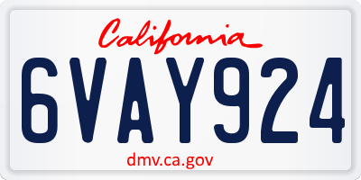 CA license plate 6VAY924