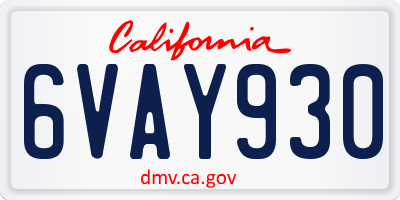 CA license plate 6VAY930