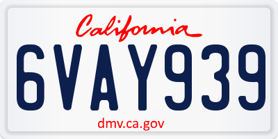 CA license plate 6VAY939