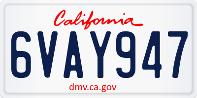 CA license plate 6VAY947