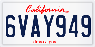 CA license plate 6VAY949