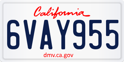 CA license plate 6VAY955