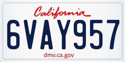 CA license plate 6VAY957
