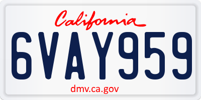 CA license plate 6VAY959