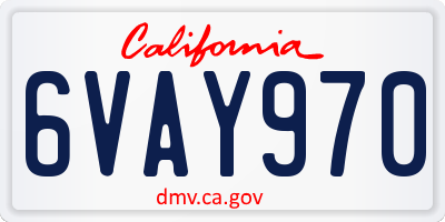 CA license plate 6VAY970