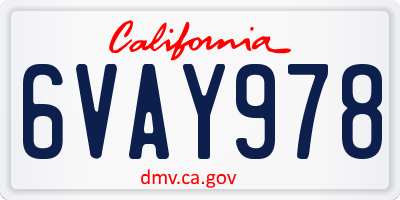 CA license plate 6VAY978