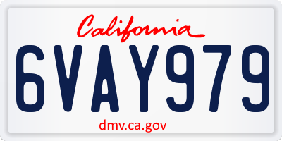 CA license plate 6VAY979