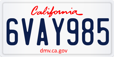 CA license plate 6VAY985