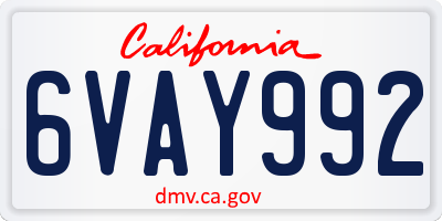 CA license plate 6VAY992
