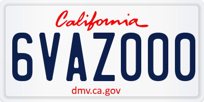 CA license plate 6VAZ000
