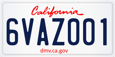 CA license plate 6VAZ001