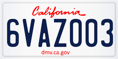CA license plate 6VAZ003