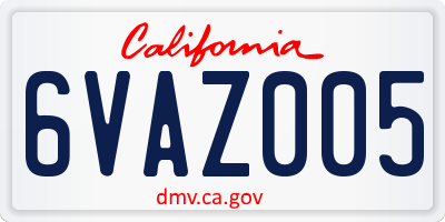 CA license plate 6VAZ005