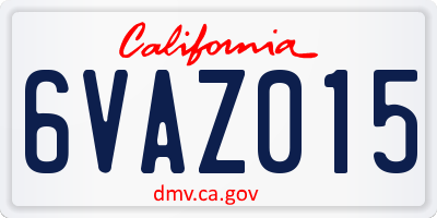CA license plate 6VAZ015