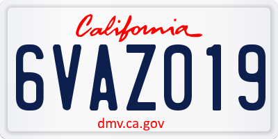 CA license plate 6VAZ019